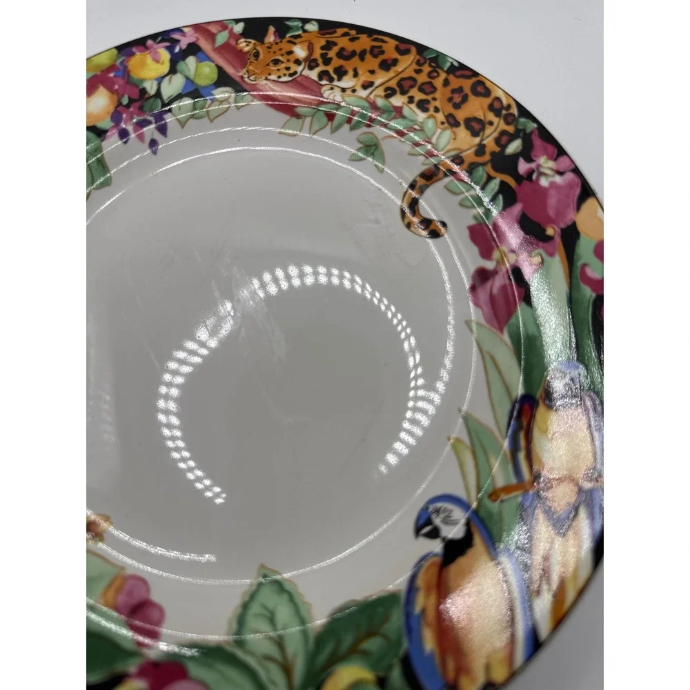 Vitromaster Rain Forest Sue Zipkin Stoneware Plates Set of 2 Leopard Zebra 1993